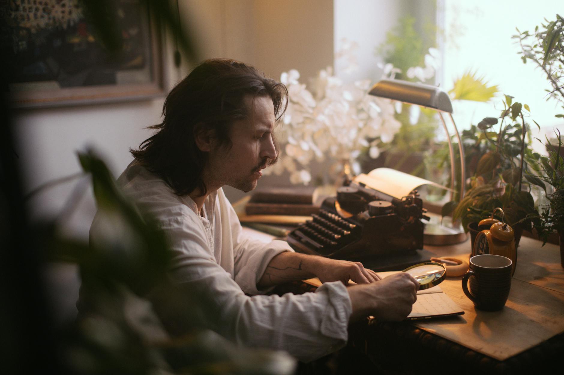 writer typewriter coffee thinking (Photo: KoolShooters / Pexels)