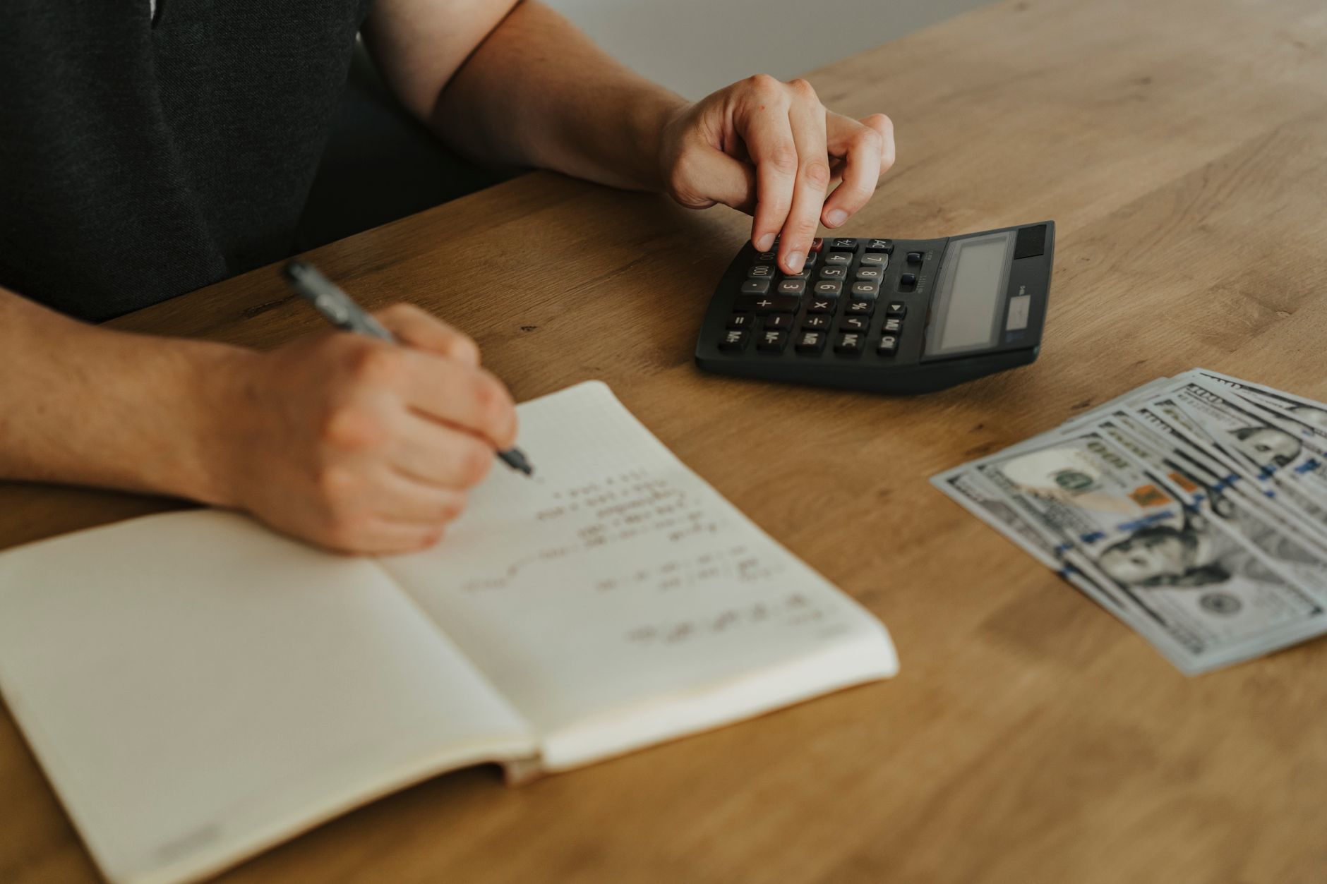 calculator notebook budget desk (Photo: olia danilevich / Pexels)